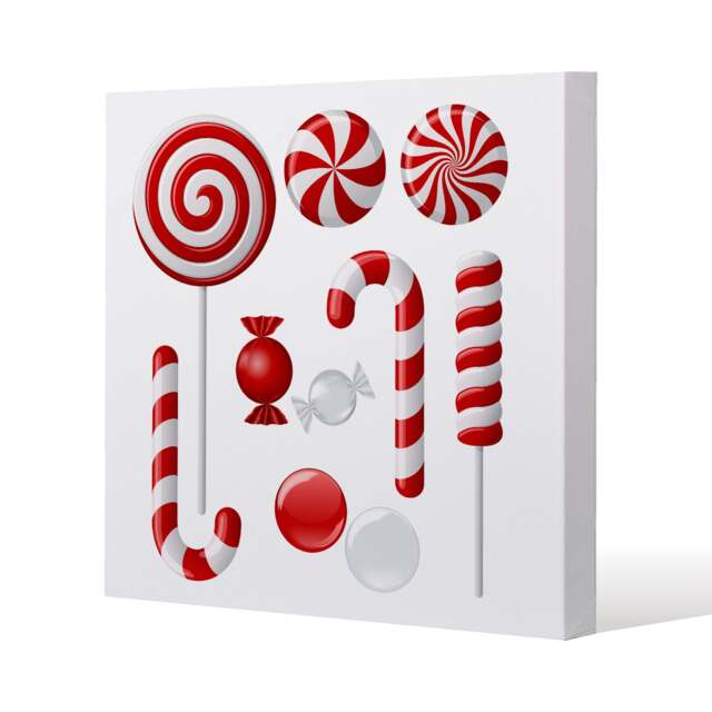 Different red and white candies (canvas) / 61 x 61 x 4cm Multi