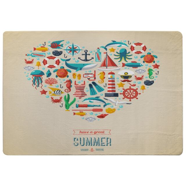 Love Heart Of Sealife & Nautical Items Rug Multi