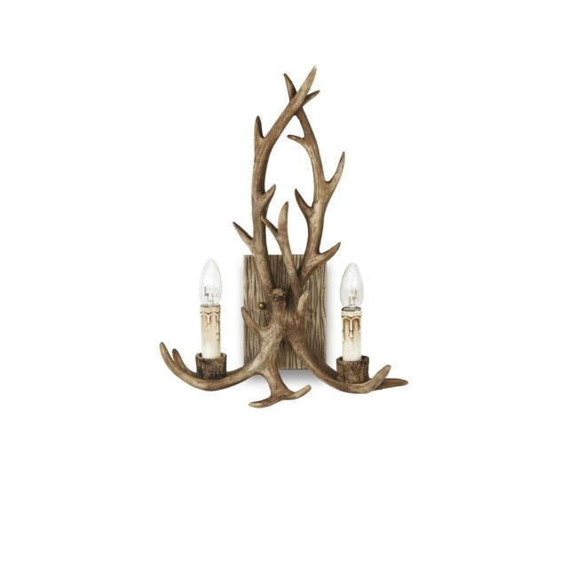 Chalet 2 Light Indoor Wall Light Brown, E14