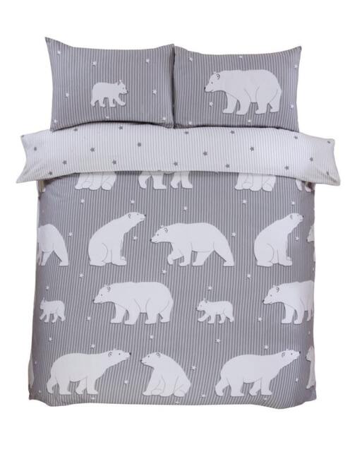 Polar Bear Bed Cover Duvet Cover Set with Pillowcase Grey Single 1