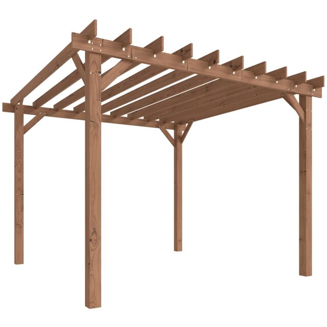 Outsunny 3 x 3 m Wooden Pergola Gazebo Grape Trellis, Maple Wood-effect Brown Maple wood-effect 300 x 300 x 224 cm
