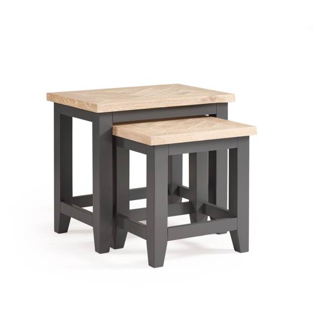 Dunvegan Nest Of Tables in Dark Grey and Oak