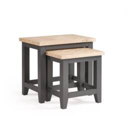 Dunvegan Nest Of Tables in Dark Grey and Oak