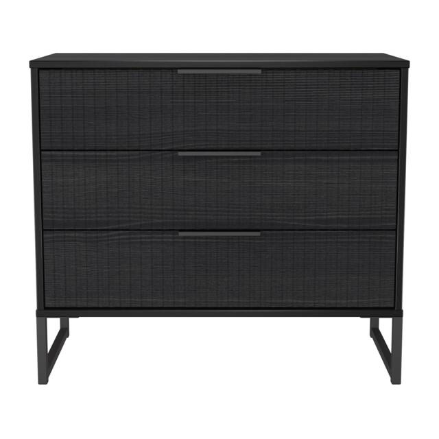 Menai 3 Drawer Chest of Drawers in Black Ash (Ready Assembled) Black Black Ash