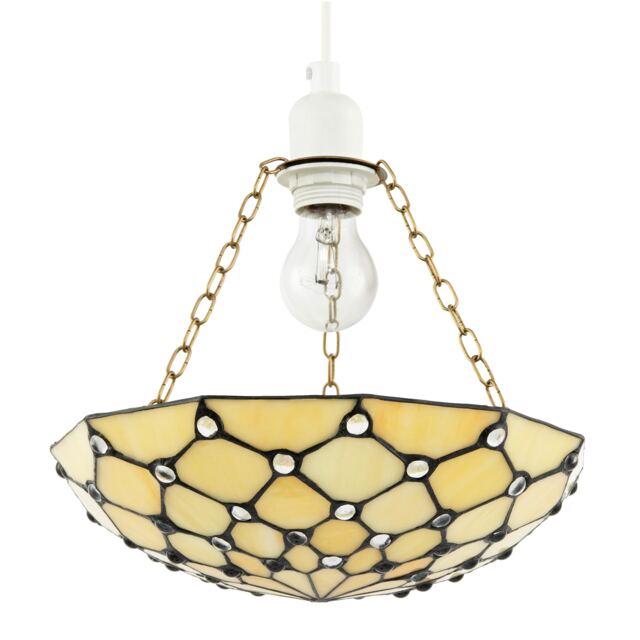 Amber Toned and Clear Beaded Tiffany Glass Easy Fit Bowl Pendant Shade