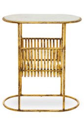 Orsina Table With Magazine Rack, Storage Round Table, Versatile Bedside Table, White Marble Topped Nesting Table
