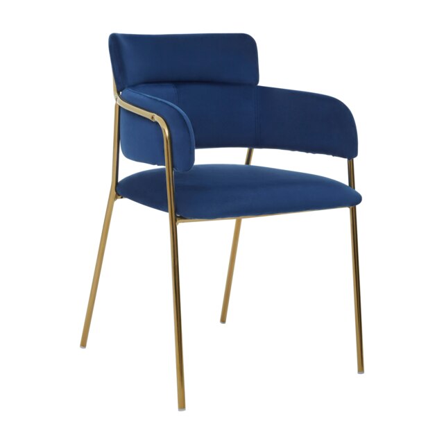 Orsina Blue Velvet Dining Chair,Compact Lounge Chair, Velvet Upholstered Kitchen Chair,Bedroom Decorative Chair