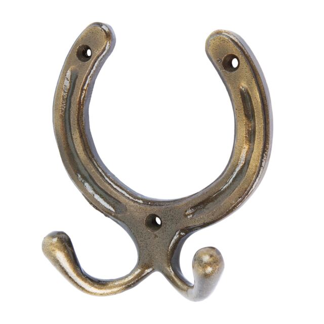Hammer & Tongs Horse Shoe Double Coat Hook - W100mm x H110mm - Brass Gold Brass One Size