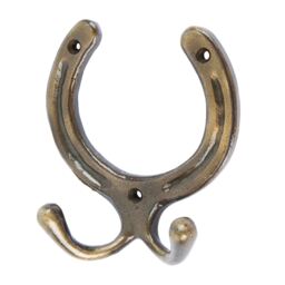 Hammer & Tongs Horse Shoe Double Coat Hook - W100mm x H110mm - Brass Gold Brass One Size