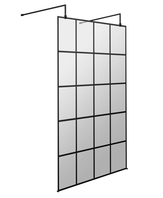 "Balterley Contemporary Wetroom Screen Aluminium - "" Frame Screen - FIX024 Black Matt Black"