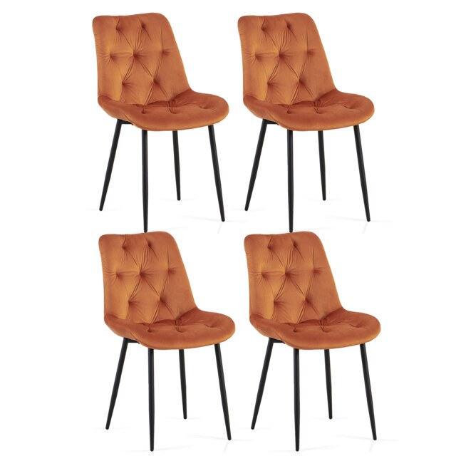 SONARA Modern Set of 4 Velvet Dining Chairs with Ergonomic Upholstered Seat Orange Orange