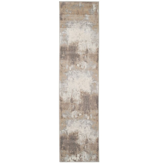 Kukoon greige distressed abstract runner rug 60cm x 240cm cream by ...