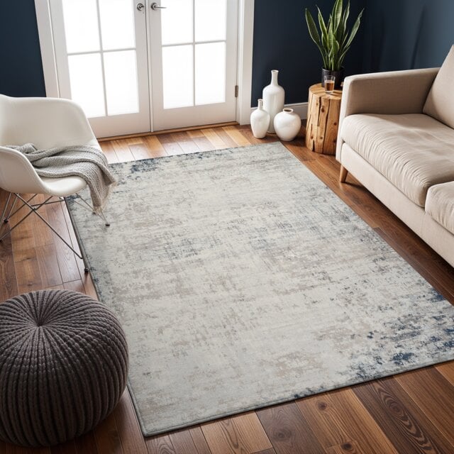 LIVABLISS Roma-Abstract Gray Modern Marble Rug 120 x 170 cm Grey Blue Brown