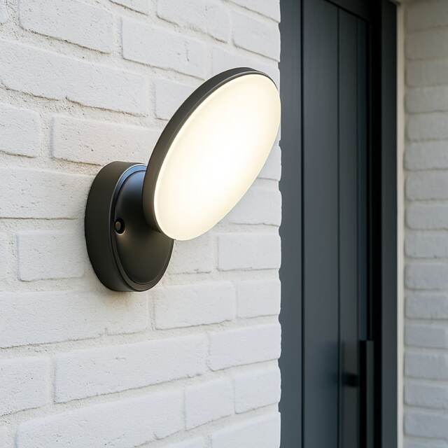 CGC EZRA Slim Round Black LED Outdoor Wall Light 10W 1000lm 4000K Natural White LED