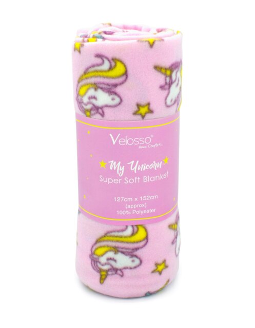 Velosso Unicorn Polar Fleece Blanket - 127cm x 152cm Multi Multi