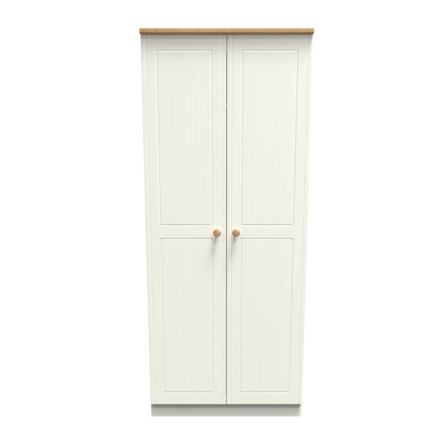 Lancaster Double Wardrobe in Cream Ash & Oak (Ready Assembled) Cream Cream Ash & Oak