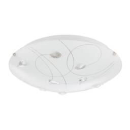 Traditional Classic Opal White Glass Flush Ceiling Light with Crystal Drops White White 1