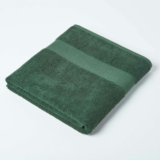 Homescapes Turkish Cotton Bath Sheet - Dark Green Green Bath sheet