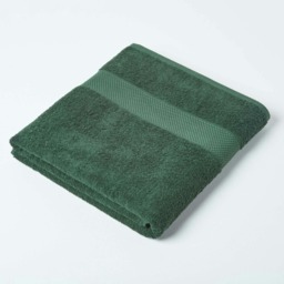 Homescapes Turkish Cotton Bath Sheet - Dark Green Green Bath sheet