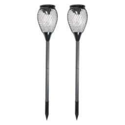 ValueLights 2 Pack Solar Powered Outdoor Black Metal Spike Lights