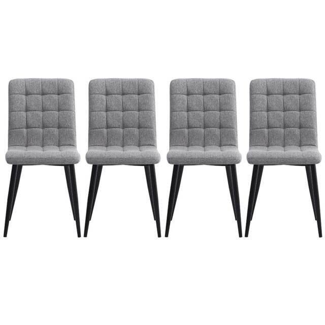 Living and Home Set of 4 Tufted Modern Armless Dining Chairs - Light Grey