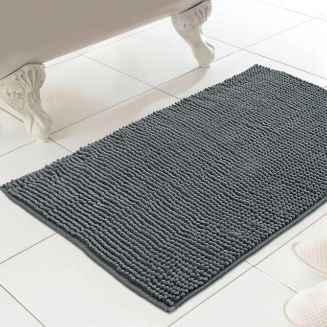 Chenille Loop Bath Mat Grey Charcoal