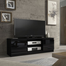 TV Unit TV Stand Cabinet Sideboard Media Cabinet Storage Black High Gloss Doors Living Room Furniture 120cm