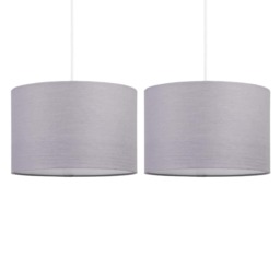 Set of 2 Dark Grey 25cm Ceiling Light Shades Grey Medium 2