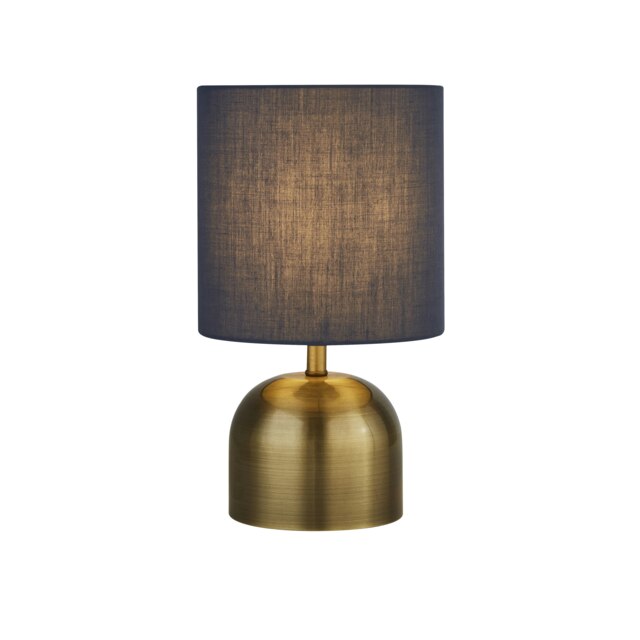 SATIN BRASS & NAVY SHADE TOUCH LAMP