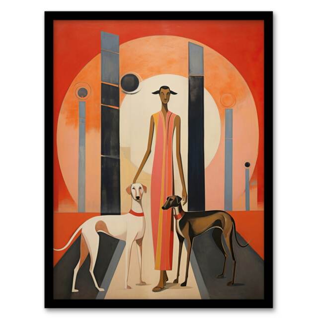 God Greyhounds Conceptual Red Grey Home Decor Black Framed Wall Art Print A4