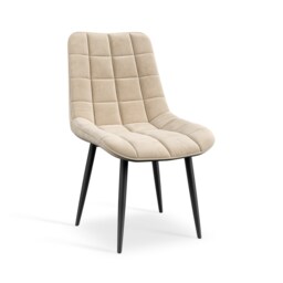 Set of 6 Nova Modern Velvet Dining Chair Padded Seat Metal Legs (Beige) Cream Beige One Size