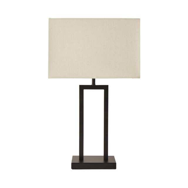 ValueLights Gloria Black Metal Table Lamp Rectangular Shade