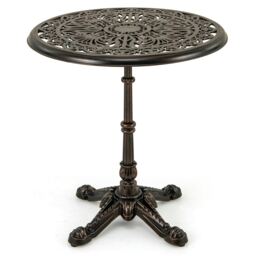 COSTWAY 68CM Round Cast Aluminum Patio Bistro Table Brown