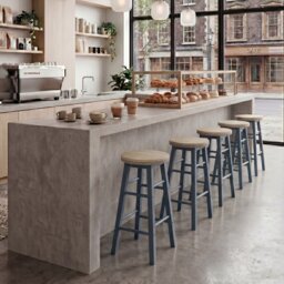 Chef Vida Wooden Revolving Bar Stool, Grey - Set of 2