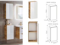 Bathroom Cabinets Wall Vanity Drawer Sink Storage 3 Units White Gloss Oak Aruba