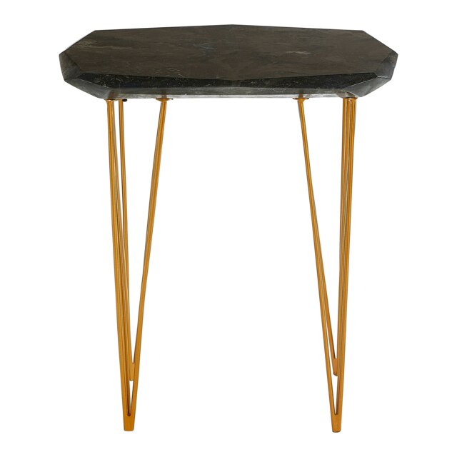 Modern Small Black Marble Top Side Table, Durable Metal Side Table, Chic Constructed Modern Side Table Black