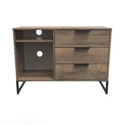 Beijing 3 Drawer TV Unit in Vintage Oak (Ready Assembled) Brown Vintage Oak