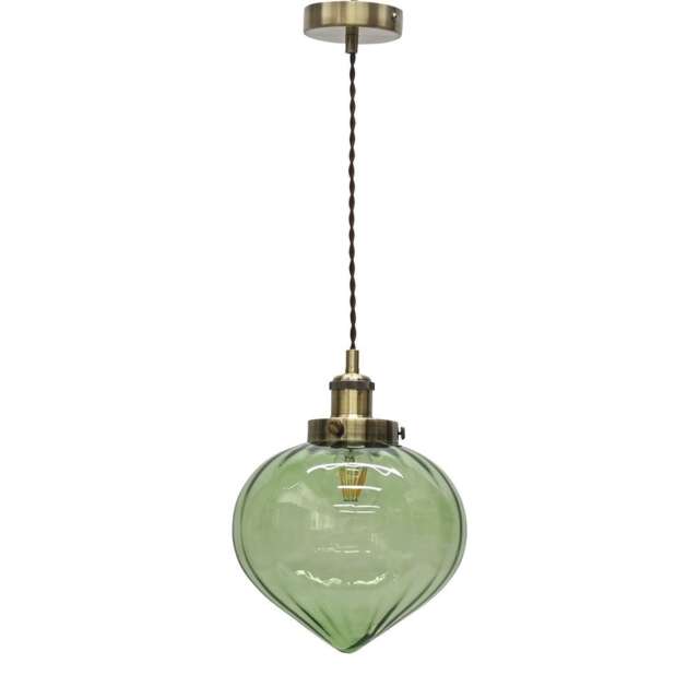 Layla - Green Vintage Design Pendant Light with Antique Brass Flex Set