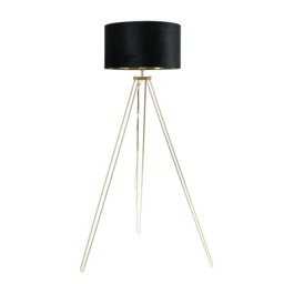 ValueLights Aero Gold Tripod Floor Lamp Black Velvet Gold Shade