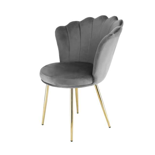 FREYA Petal Chair Velvet Upholstered Fabric - Grey Grey One Size