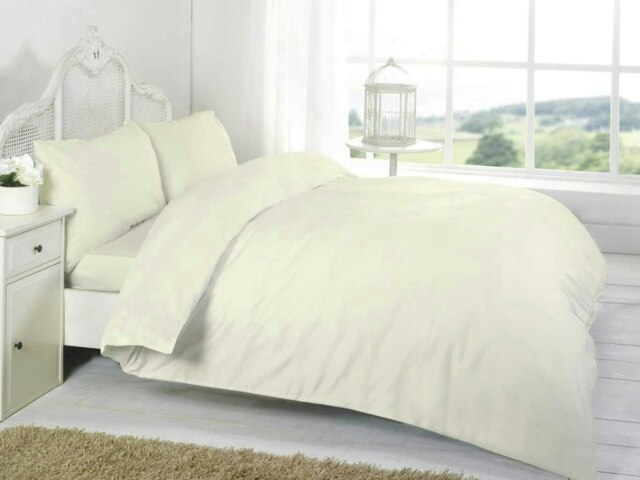 Egyptian Cotton Duvet Cover Set 200 Thread Count - Double - Cream