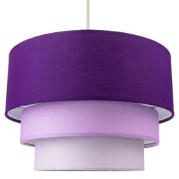 Contemporary Round Triple Tier Purple/Lilac Cotton Fabric Pendant Light Shade Purple Purple 1