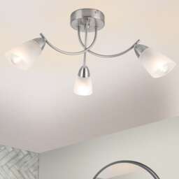 COSYLYTE Hallie Bathroom Light 3 Classic Glass Ceiling Light - Brushed Nickel Silver Brushed Nickel 1