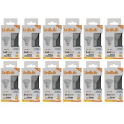 UniBulb LED GU10 345lm 3.6W (Replaces 50W) 4000K (Cool White) Spotlight Downlight Light Bulb - Pack of 12 White Cool White 12