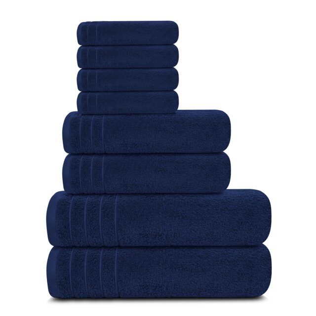Casa De Rococo 8 Piece Cotton Towel Bale Set – 2 Bath Towels, 2 Hand Towels & 4 Face Cloths, 450 GSM