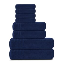 Casa De Rococo 8 Piece Cotton Towel Bale Set – 2 Bath Towels, 2 Hand Towels & 4 Face Cloths, 450 GSM