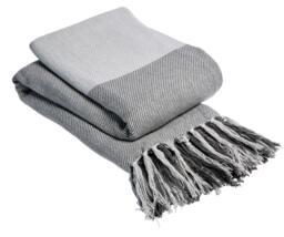 Check Pure Cotton Throw in Grey, 178 x 254cm