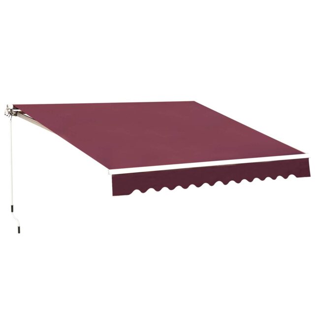 Outsunny Garden Sun Shade Canopy Retractable Awning, 3 x 2.5m, Wine Red Red 1