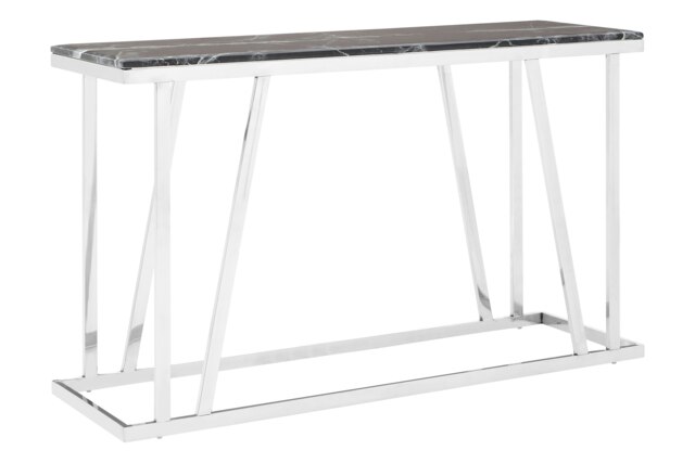 Orsina Durable Console Table With Black Marble Top, Sleek Hallway Table For Lounge, Sturdy Table For Livingroom