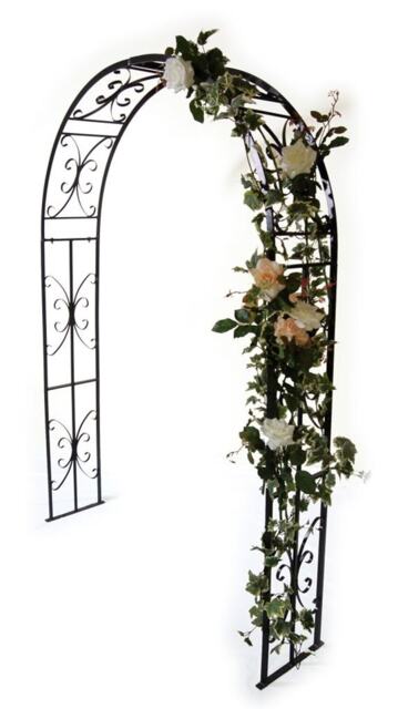 Buckingham Arch (Inc Ground Spikes) Garden Archway - Solid Steel - L30.4 x W137.2 x H218.4 cm - Powder Coated Black